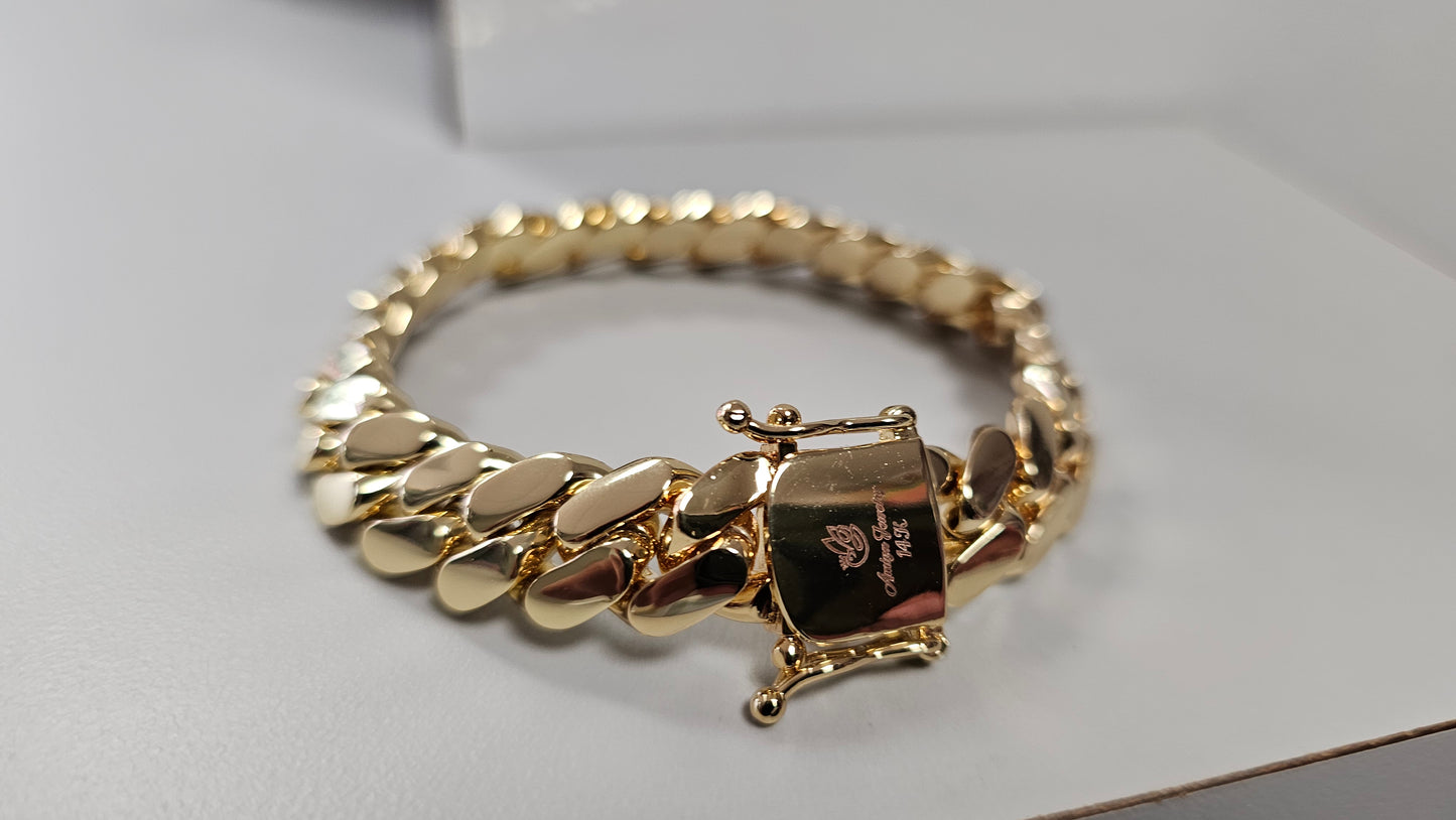 Brazalete Miami Cuban 12MM PVD,Hechas a Mano. (Eslabón Pegado)