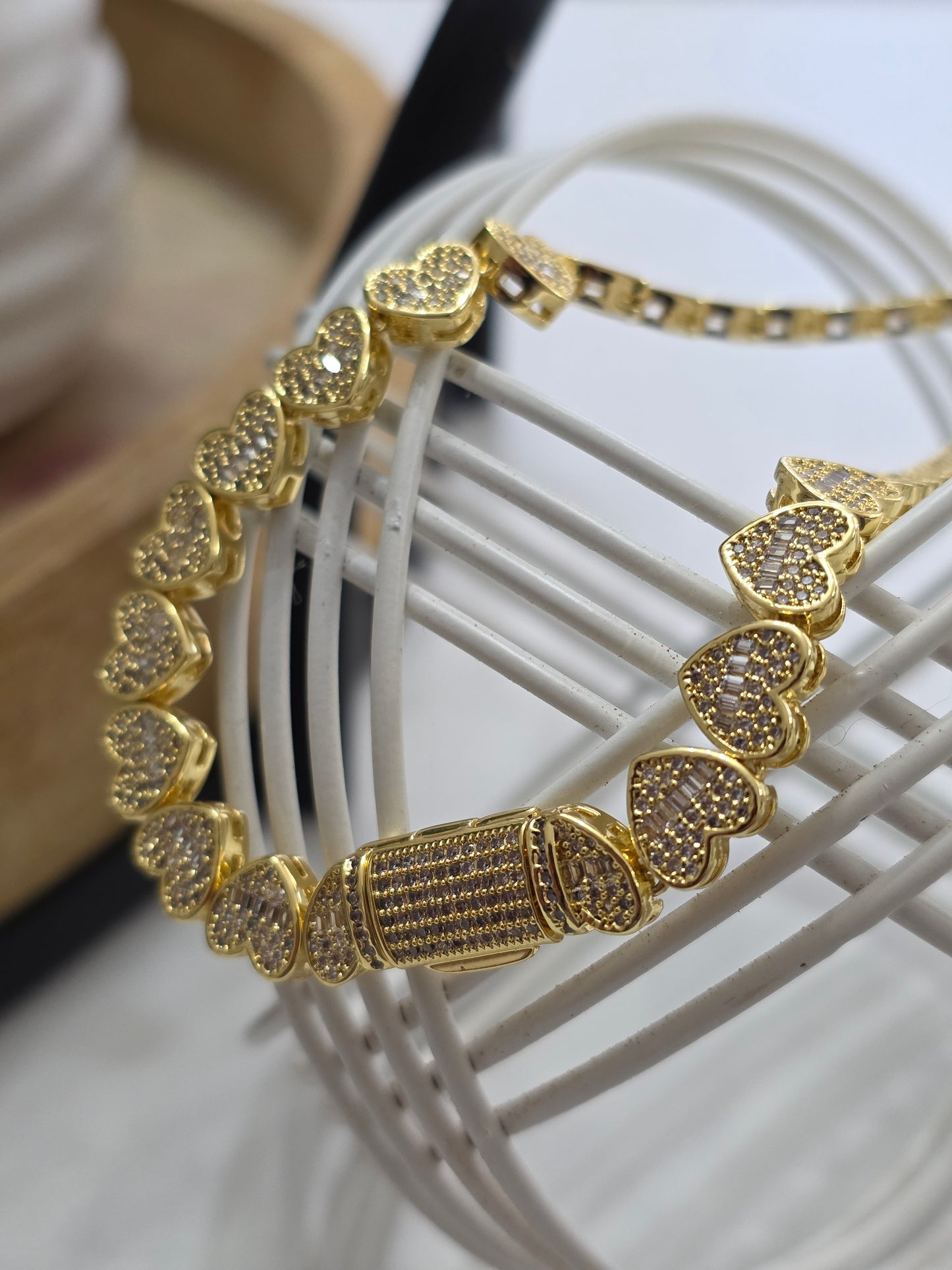 Set de Corazones 8mm x 20" PVD + Charm de PR Brazalete Gratis