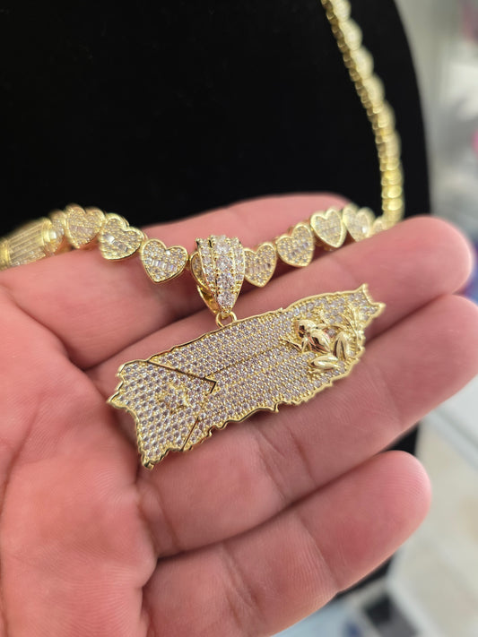 Set de Corazones 8mm x 20" PVD + Charm de PR Brazalete Gratis