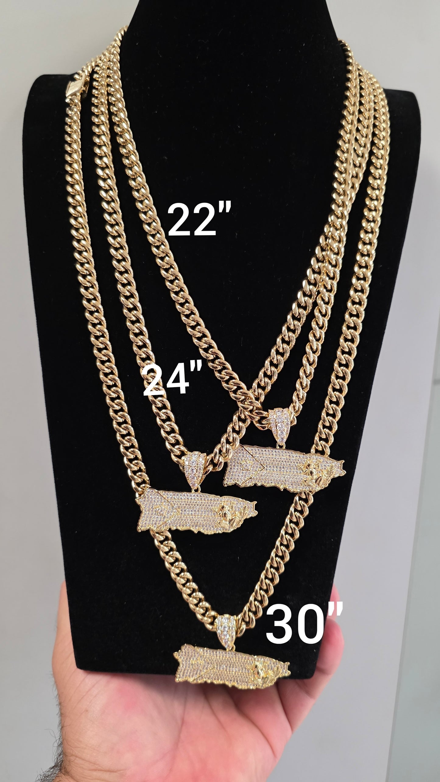 Bello Charm de Puerto Rico con Cadena Stainless Steel PVD.