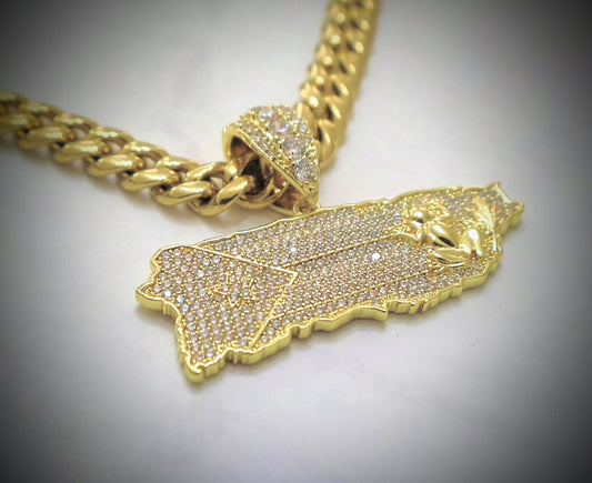 Bello Charm de Puerto Rico con Cadena Stainless Steel PVD.