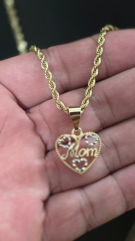 Soga 3mm PVD Stainless steel + Pendant de Corazón ( Mom )