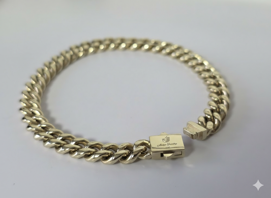 Brazalete Miami Cuban 8MM Stainless Steel PVD, Color 14k Real 1 Año de Garantía