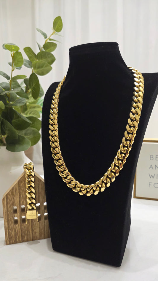 Set Cadena Cubana 16mm Stainless steel ,1 Año de Garantía