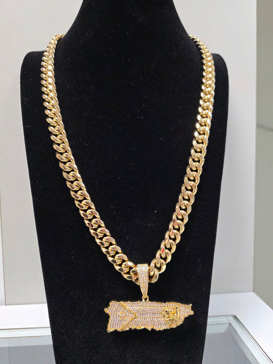 Cubana Stainless Steel PVD 12mm x 26" + Charm PR Grande ( 1 Año de Garantía)