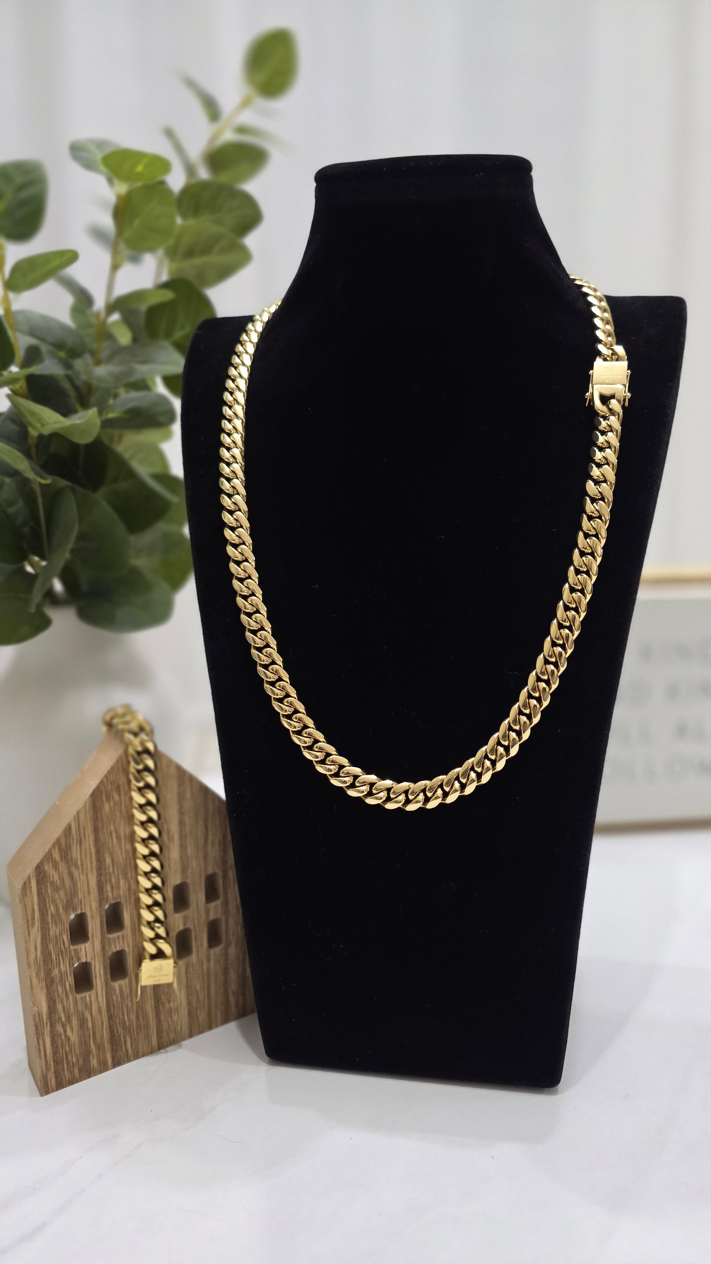 Set Cubana 10mm Stainless steel PVD con Brazalete Gratis,1 Año de Garantía
