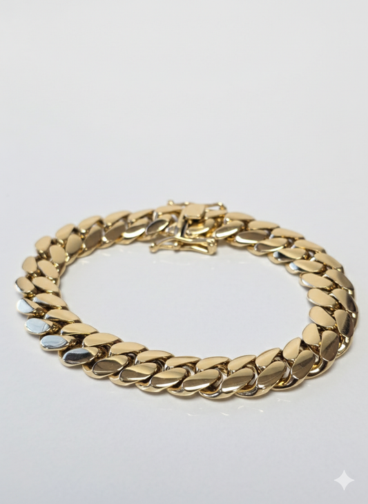 Brazalete Miami Cuban 12MM (PVD PREMIUM )Hechas a Mano (Eslabón Pegado)