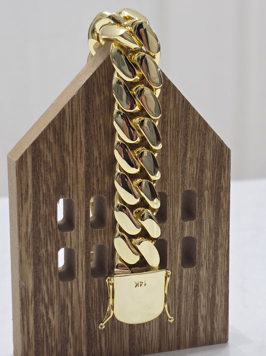 Brazalete Miami Cuban 15MM PVD, Hechas a Mano (Eslabón Pegado)