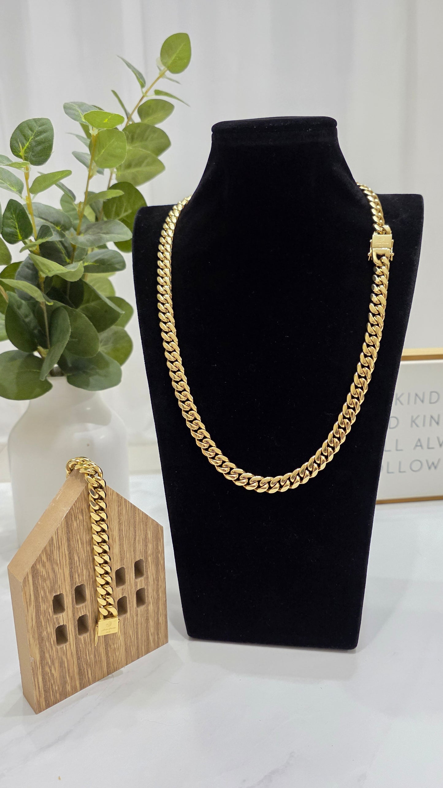 Set Cubana 10mm Stainless steel PVD con Brazalete Gratis,1 Año de Garantía