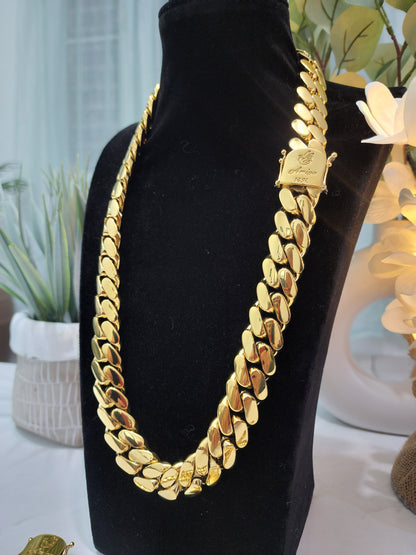 Set Cadena Miami Cuban y Brazalete 20mm PVD, Hechas a Mano(Eslabón Pegado)