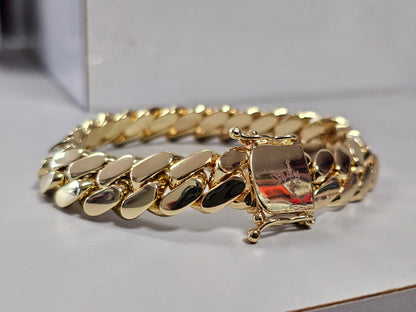 Brazalete Miami Cuban 12MM PVD,Hechas a Mano.  (Eslabón Pegado)