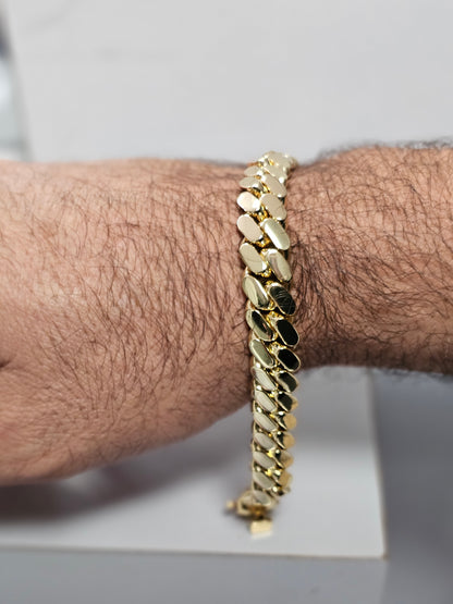 Brazalete Miami Cuban 12MM PVD,Hechas a Mano.  (Eslabón Pegado)
