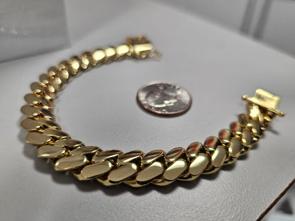 Brazalete Miami Cuban 12MM PVD,Hechas a Mano.  (Eslabón Pegado)