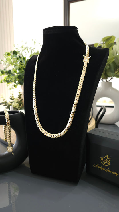 (Oferta de San Valentín)Set Miami Cuban y Brazalete 10mm(PVD) Hechas a Mano