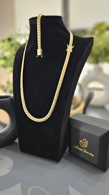 (Oferta de San Valentín)Set Miami Cuban y Brazalete 10mm(PVD) Hechas a Mano