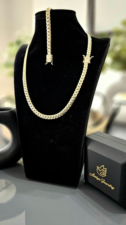 (Oferta de San Valentín)Set Miami Cuban y Brazalete 10mm(PVD) Hechas a Mano