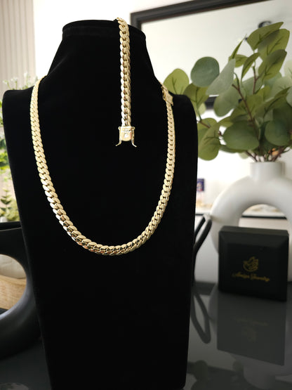 (Oferta de San Valentín)Set Miami Cuban y Brazalete 10mm(PVD) Hechas a Mano