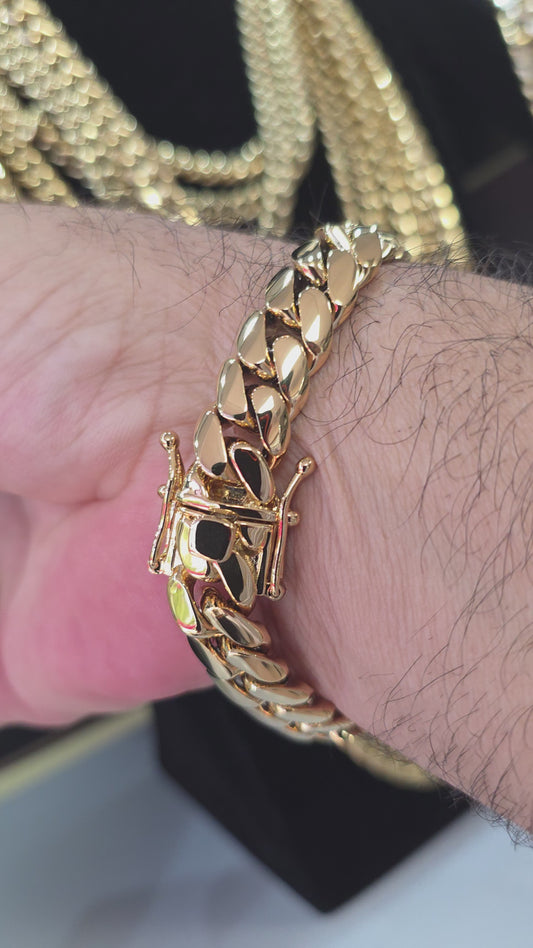 Brazalete Miami Cuban 12MM PVD Premium Xtreme Hechas a Mano (Eslabón Pegado)