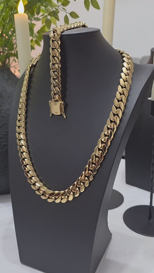 Miami Cuban 15MM                   PVD PREMIUM Hechas a Mano  (Eslabón Pegado)