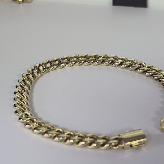 Brazalete Miami Cuban 12MM  Stainless Steel PVD, Color 14k Real 1 Año de Garantía