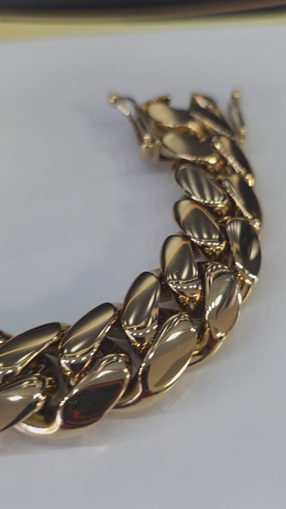 Brazalete Miami Cuban 24MM (PVD PREMIUM )Hechas a Mano  (Eslabón Pegado)