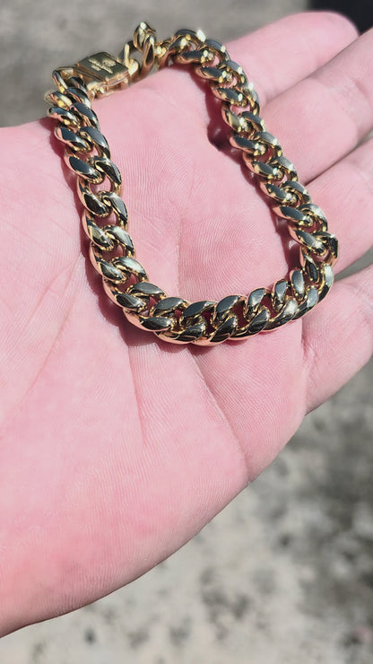 Brazalete Miami Cuban 10MM x 8.5" PVD, 1 Año de Garantía