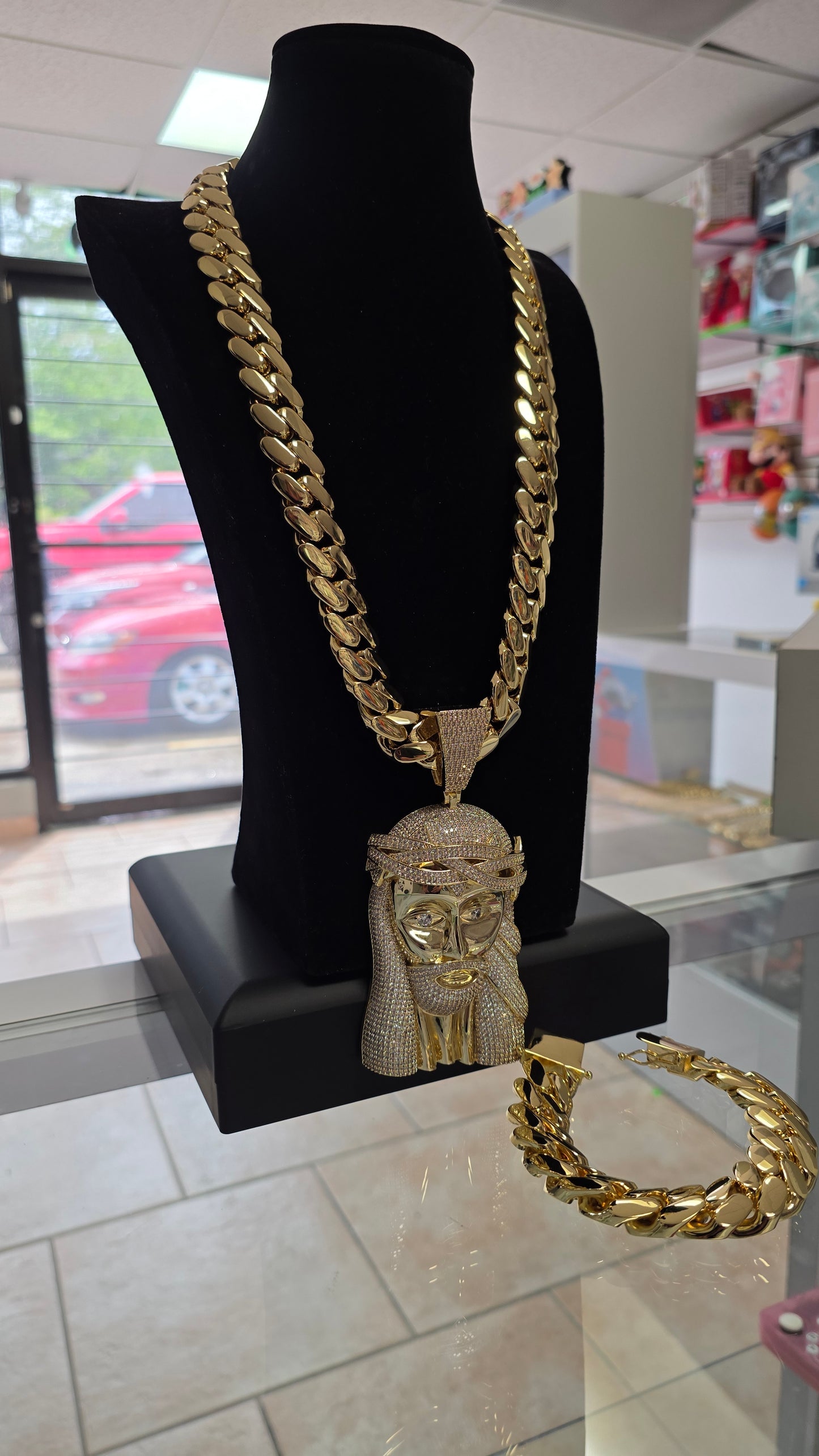 Set Cadena Miami Cuban y Brazalete+ Charm, 20mm PVD, Hechas a Mano(Eslabón Pegado)