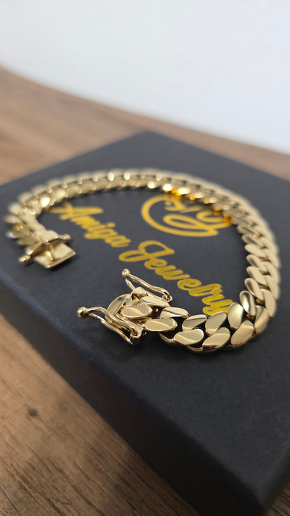Brazalete Miami Cuban 10MM (PVD PREMIUM )Hechas a Mano  (Eslabón Pegado)