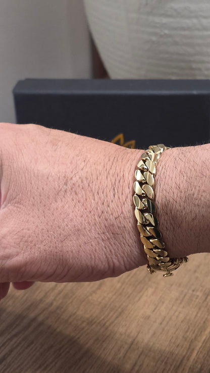 Brazalete Miami Cuban 10MM (PVD PREMIUM )Hechas a Mano  (Eslabón Pegado)