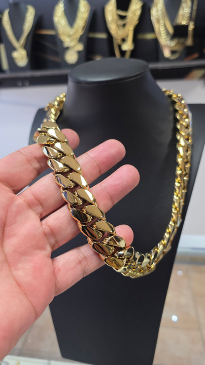 Nuevo PVD Premium Xtreme     Set 20MM Cubana Miami     Hechas a Mano (Eslabón Pegado)