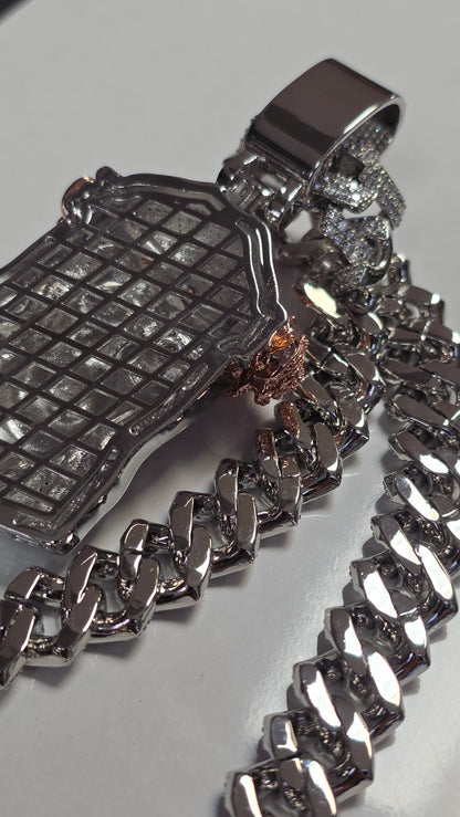 Ice Cuban Silver 15mm x 22" + Charm Jesus