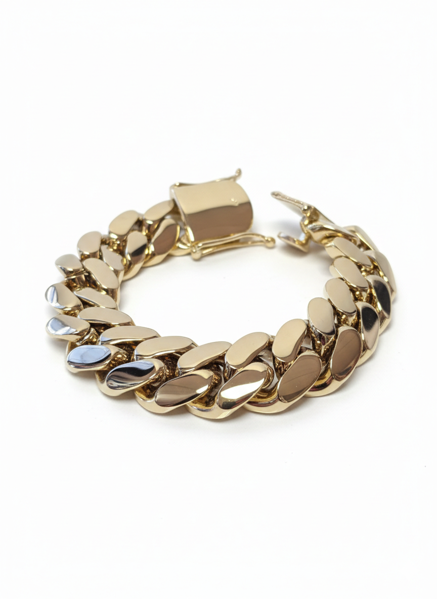 Brazalete Miami Cuban 22MM (PVD PREMIUM )Hechas a Mano  (Eslabón Pegado)