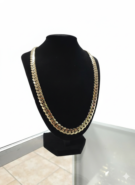 Set  Miami Cuban 10MM (PVD PREMIUM )Hechas a Mano  (Eslabón Pegado)