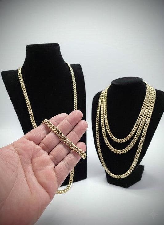 Set Cubana Stainless Steel PVD 8mm Color 14K Real                                         1 Año de Garantía