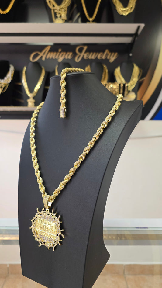 Set Ice Rope Chain + La última cena 8mm ( PVD)