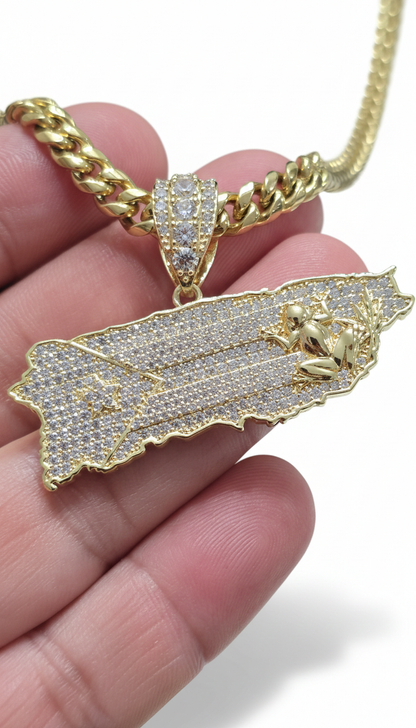 Bello Charm de Puerto Rico con Cadena Stainless Steel PVD.