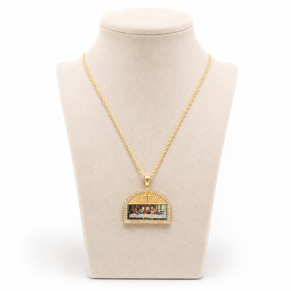 Hermoso collar de soga 3mm+ la Última cena Stainless Steel PVD (Uso Diario) 1 Año de Garantía