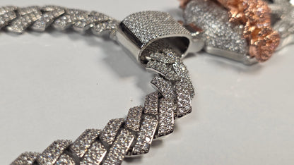 Ice Cuban Silver 15mm x 22" + Charm Jesus