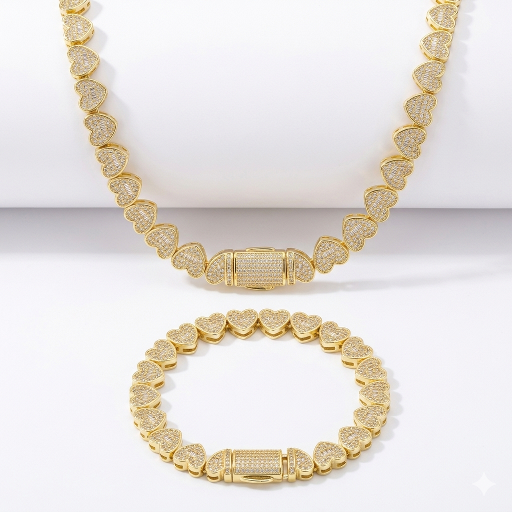 Set de Corazones 8mm x 20" PVD                                     Brazalete Gratis