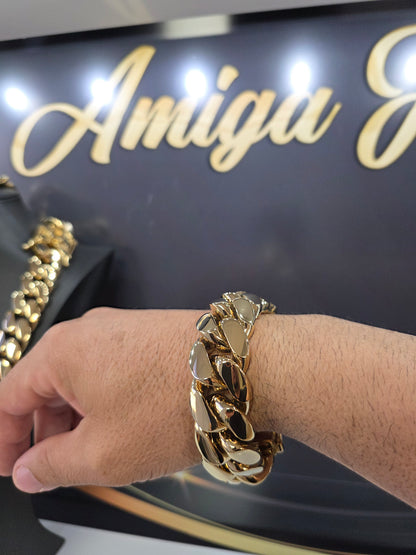 Brazalete Miami Cuban 24MM (PVD PREMIUM )Hechas a Mano  (Eslabón Pegado)
