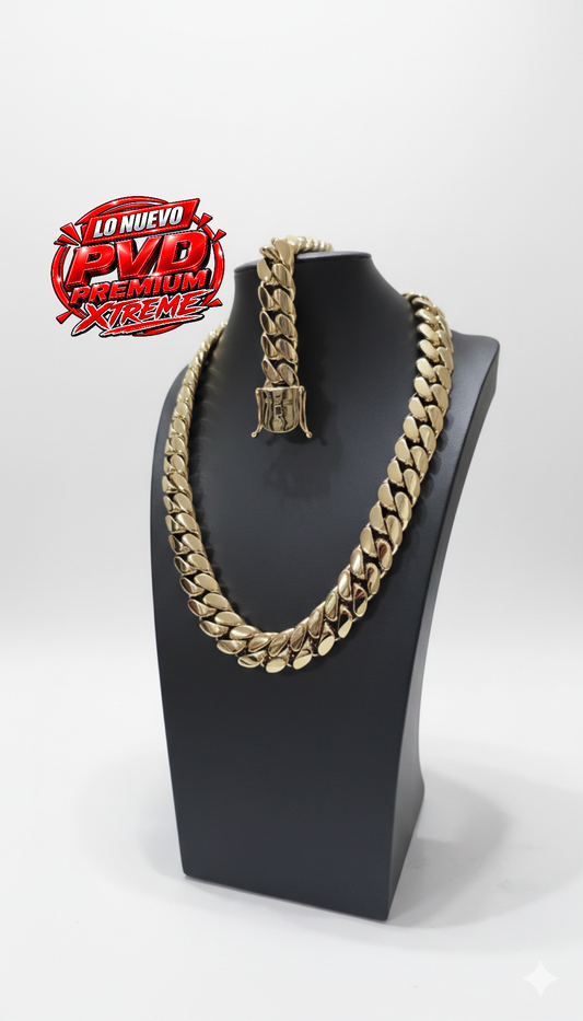Nuevo PVD Premium Xtreme     Set 20MM Cubana Miami     Hechas a Mano (Eslabón Pegado)