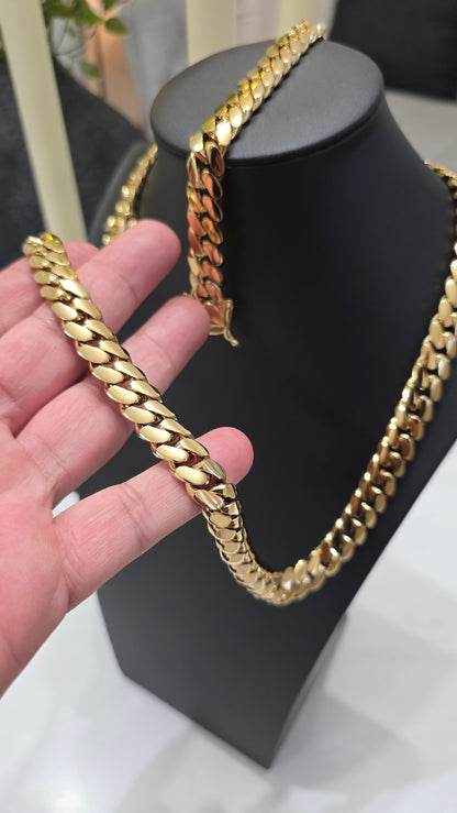 Cubana Miami Cuban 12MM (PVD PREMIUM )Hechas a Mano  (Eslabón Pegado)