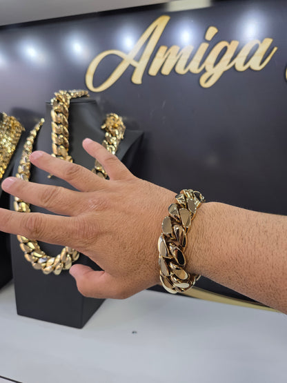Brazalete Miami Cuban 24MM (PVD PREMIUM )Hechas a Mano  (Eslabón Pegado)