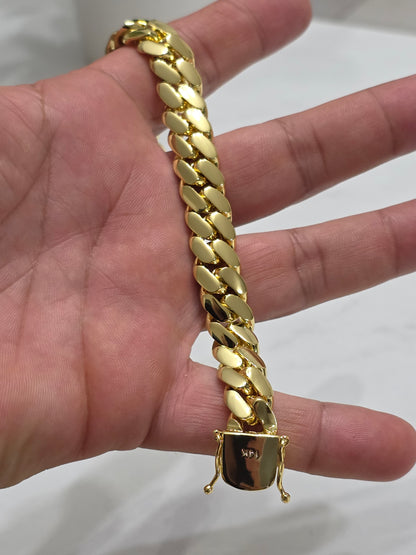 Brazalete Miami Cuban 12MM PVD,Hechas a Mano.  (Eslabón Pegado)
