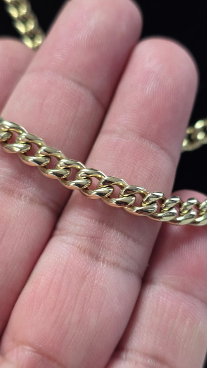 Cadena Miami Cuban 6mm + Brazalete Gratis. Color 14K Real                         ( 1 año de Garantía)
