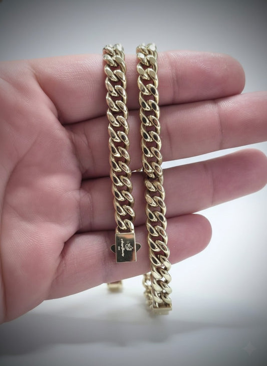 Set Cubana Stainless Steel PVD 10mm Color 14K Real                                         1 Año de Garantía