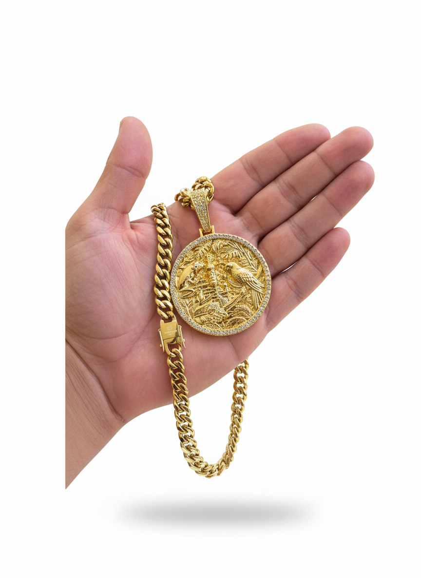 Cubana 8mm PVD Stainless Steel + Charm de PR.                              (1 Año de Garantía)