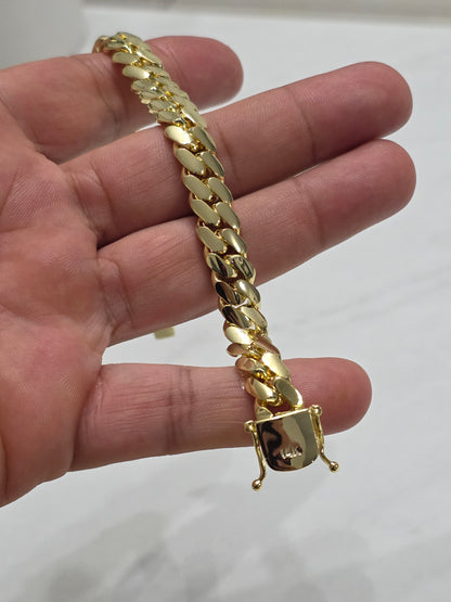 Brazalete Miami Cuban 10MM PVD,Hechas a Mano (Eslabón Pegado)
