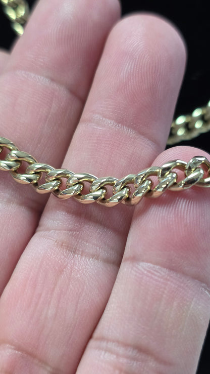 Cadena Miami Cuban 6mm + Brazalete Gratis. Color 14K Real                         ( 1 año de Garantía)