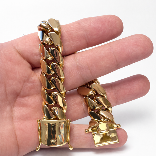 Brazalete Miami Cuban 18MM (PVD PREMIUM )Hechas a Mano  (Eslabón Pegado)